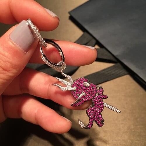 UMGODLY Luxury Brand Asymmetric Lovely Cupid Earrings Pink Cubic Zirconia Little Devil Drop Earrings Women Party Lover Jewelry