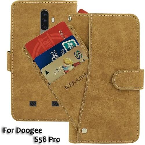 Vintage Leather Wallet Doogee S58 Pro Case 5.71" Flip Luxury Card Slots Cover Magnet Phone Protective Cases Bags