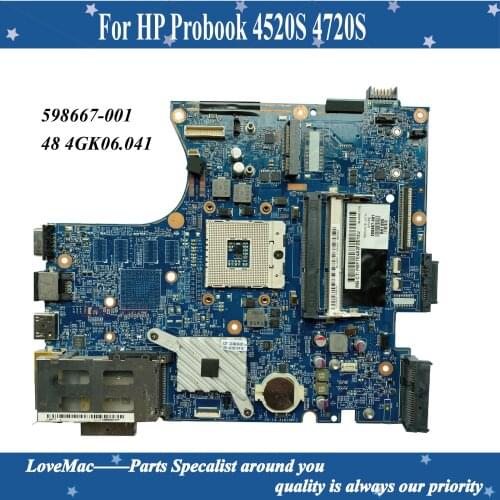 High quality 598667-001 For HP Probook 4520S 4720S Laptop Motherboard 48 4GK06.041 HM57 DDR3 100% tested