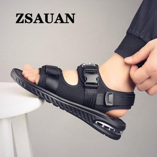 ZSAUAN Casual Comfortable Soft Latex Sandals for Men Barefoot Black Summer Young Men Boy Shoes Student Air Cushion Men Sandals