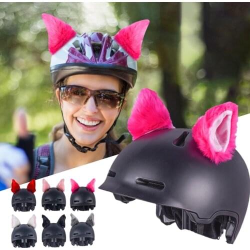 1Pair Motorcycle Helmet Cute Cat Ears Plush Motocross Full Face Off Road Helmet Decor Accessories Helmet Sticker Cosplay Styling