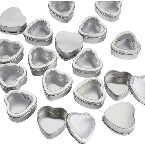 18pcs Heart Tinplate Box For Storage Containers for Jewelry Beads Candies Packaging Gifts Boxes 6.05x6x2.75cm