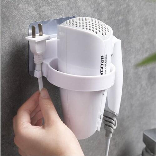 2 Color Optional Wall-mounted Hair Dryer Holder ABS Bathroom Shelf Storage Hair Dryer Holder Rack Organizer Bathroom Accessories