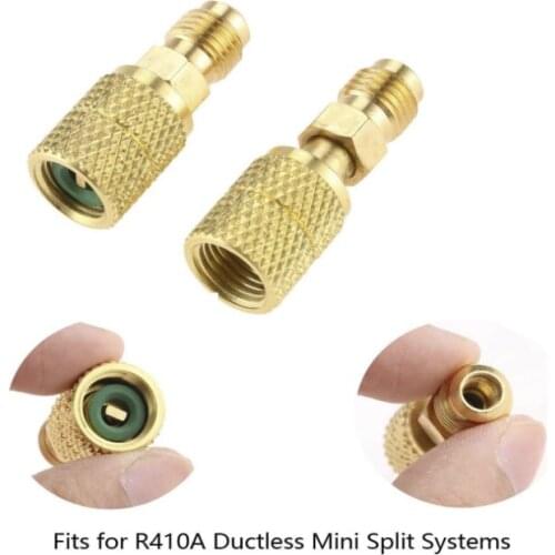 2Pc AC Refrigerant Straight Adapter 1/4 Male To 5/16 Female SAE Swivel Adapter For R410A Mini Split HVAC System Straight Adapter