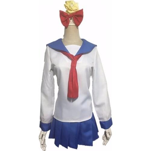 2018 Anime Women POP TEAM EPIC Poputepipikku Popuko Pipimi School Sailor Uniform Cosplay Costume Headwear