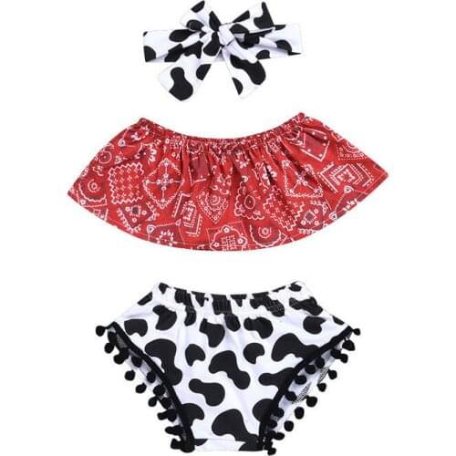 2019 New summer red 3pcs baby girls clothes cotton mother baby girl sets short sleeve fashion clothing kids outwear outfits