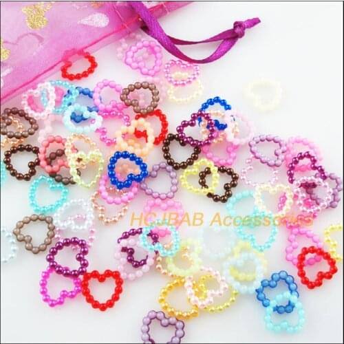 250Pcs Mixed Heart Circle Acrylic Plastic Spacer Beads Charms 11mm