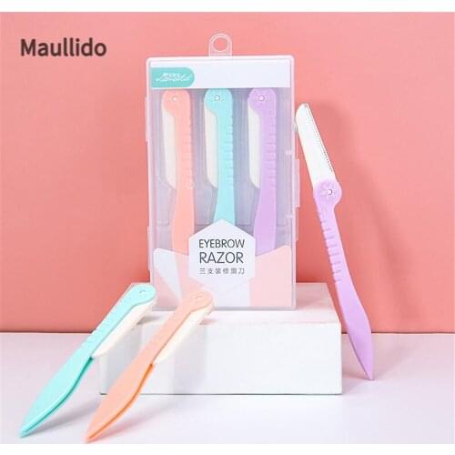 3pcs Foldable Eyebrow Razor Eyebrow Trimmer Portable Face Razor Shaver Eye Brow Shaper Facial Hair Remover Face Makeup Tools