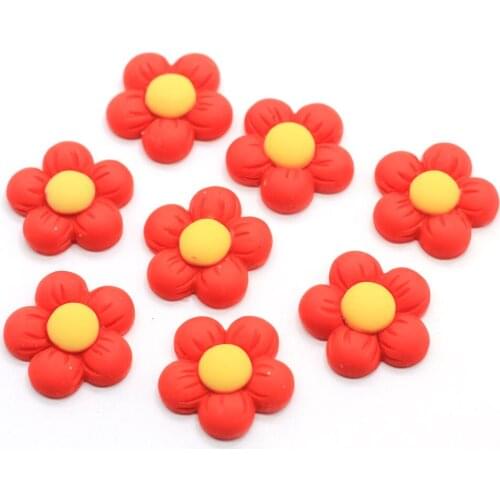 50/100p Two Size Red Sunflower Resin Decoration Craft Charms DIY Home Hair Clips Art Decor Christmas Party Ornament