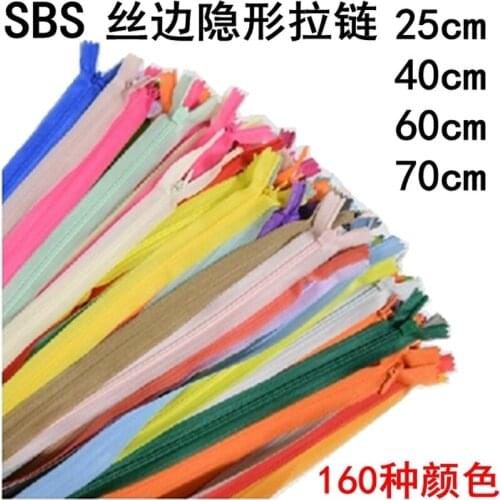50pcs/lot 3# SBS Lace Invisible Zipper for Sewing 25cm 40cm 60cm 70cm Close End Skirt Wedding Dress Pillow Clothing Accessory