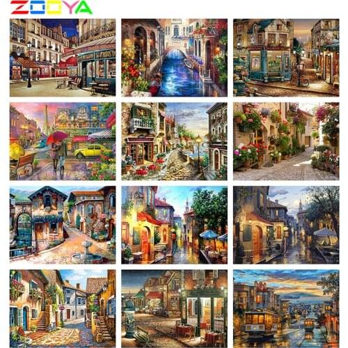 ZOOYA 5D DIY Diamond Painting City Landscape Diamond Embroidery Full Square Drill Scenery Mosaic Rhinestone Pictures Crafts Kit