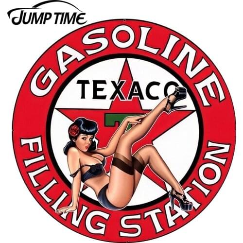 JumpTime 13cm x 13cm Car Stickers Texaco Gasoline Pinup Girl Vinyl Wrap Sexy Beauty Car Decal Sticker Racing