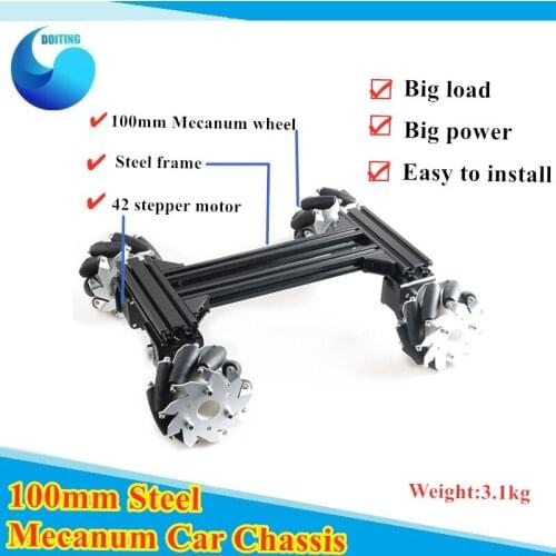 Large Smart Car Mecanum RC robot Car Steel Metal Chassis Frame with 42 Stepper Motor/100mm Mecanum for Arduino diy rc toy kit