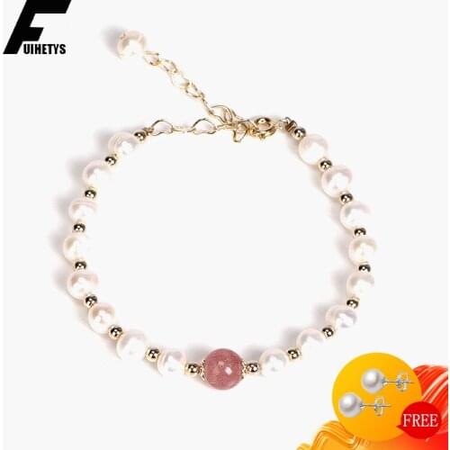 BaliJelry Trendy Bracelet Silver Jewelry Natural Freshwater Pearl Crystal Gemstone Bracelets Accessories for Women Wedding Gift