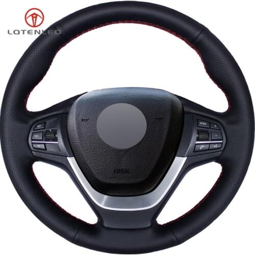 LQTENLEO Black Artificial Leather Hand-stitched Car Steering Wheel Cover for BMW X3 F25 2010-2017 X4 F26 2014-2018