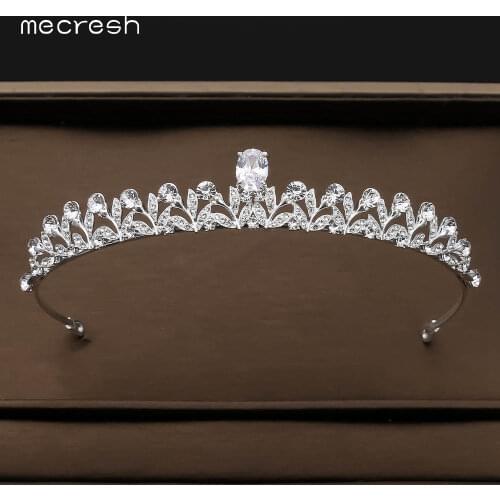 Mecresh Branch Fashion Crystal Bridal Crown Tiaras Diadem Cubic Zirconia Tiara Women Bride Wedding Hair Accessories HG248