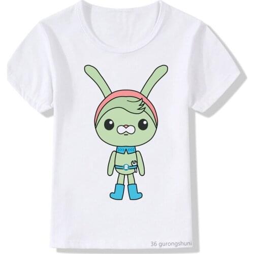 Kawaii Kids Clothes Diving Bear Cartoon Animal Print T-shirt Pattern Boys and Girls Tee Tops Fun Kids T Shirt Summer Tops