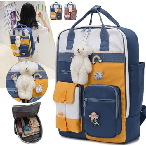 Fashion Womens Backpack Contrast Color School Bags For Girls Travel Bag