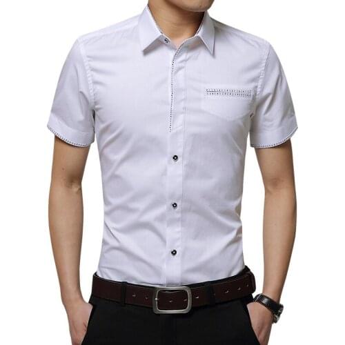Mens Shirt 2021 New Fashion Short-sleeved Dress Shirt Men Korean Slim Casual Shirts Youth Work Dress Shirt Plus Size 5XL