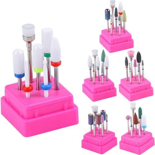 7 Pcs Ceramic Diamond Nail Drill Bit Set Manicure Machine Accessories Milling Cutter Pedicure Drill Sharpene Electric Nail Files