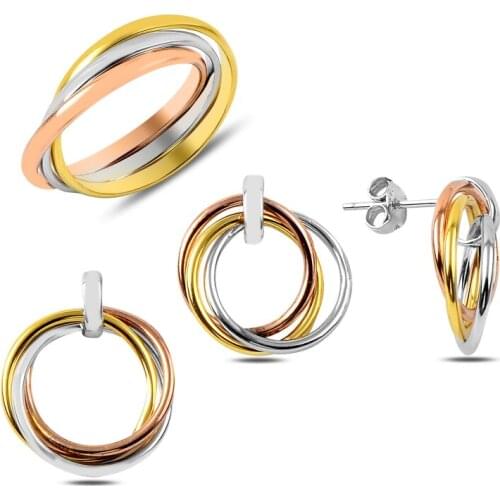 Silverlina Silver Color Triple Ring Set