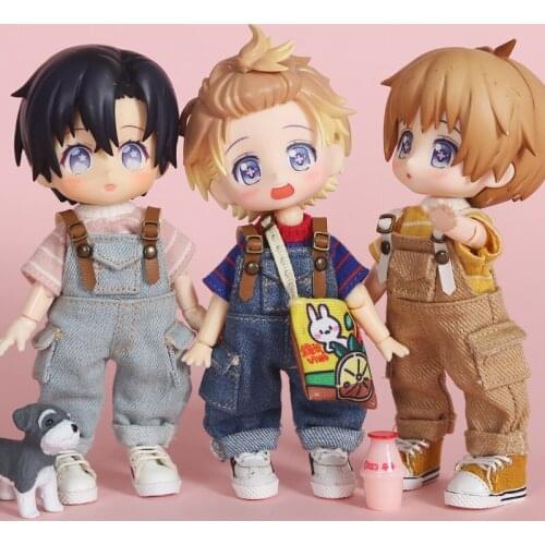 Ob11 Concave shape short leg cowboy overalls baby clothes 1/12 BJD trousers Molly plain GSC doll pants clothes Doll accessories