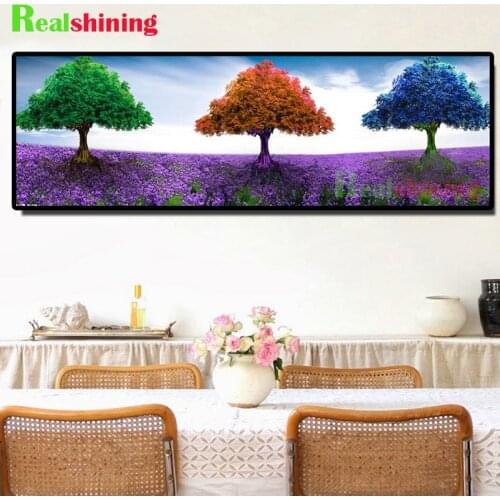 Full square diamond painting Lavender field pictures for embroidery round diamond mosaic paintings Four Seasons Tree decor N2127