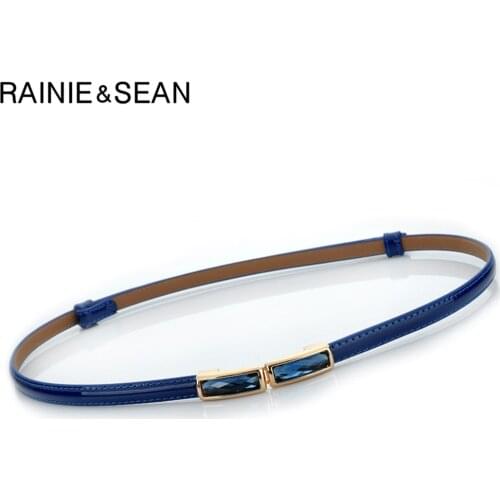 RAINIE SEAN Patent Leather Women Belt Thin Waist Belts for Women Vintage Ladies Belts for Dress Cinturon Cinto Ceinture