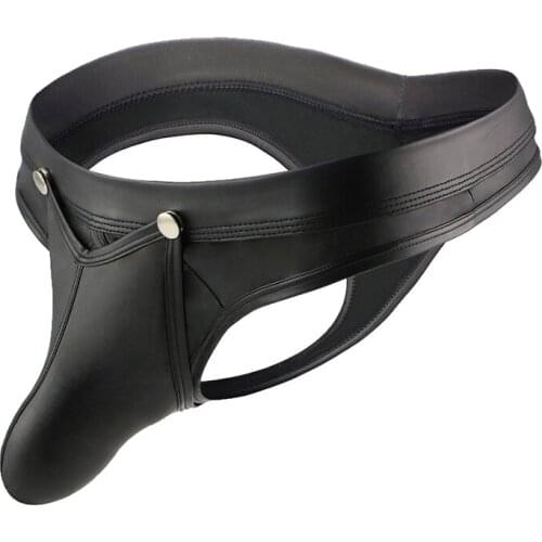 Sexy Exotic Mens G String Thong Open Crotch Faux Leather Bulge U Pouch Underwear Gay Man Breathable Bikini Elephant Nose T Back