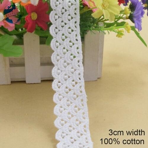 3cm width 100% Cotton embroid lace sewing ribbon guipure lace african lace fabric trim warp knitting DIY Garment Accessorie#3207