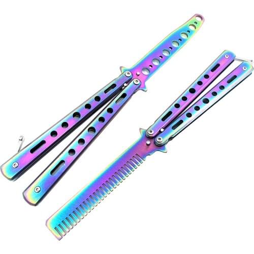 Stainless Steel Folding Cutter Practice Butterfly Hair Comb Styling Tool Beginner Training Folding Knife Outdoor Camping Tool