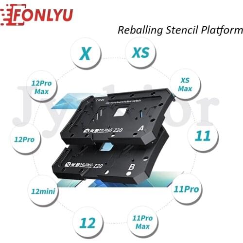MiJing Z20 10 IN 1 BGA Reballing Stencil Platform Fixure For iPhone 12 11 pro max Motherboard Middle Layer Planting Tin Template