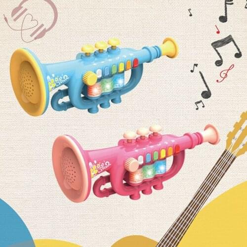 Trumpet Instrument Musical Toy, Children Simulation Trumpet Early Educational Musical Instrument Toys with Music Light