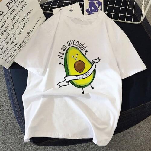 Female T-shirts 2021 Kawaii Cartoon Avocado Print T shirt Ladies Casual O-neck Summer Short Sleeved t-shirt women Plus Size