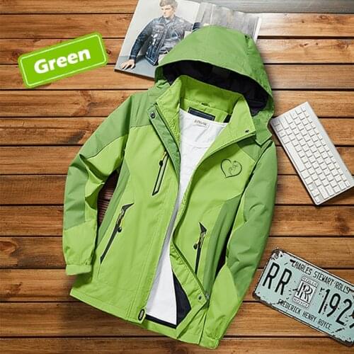 Female Windbreaker Jacket Coat with Love Cat Print Autumn Winter Zipper Multi Pocket Hiking Climbing Breathable Hoody Outwear