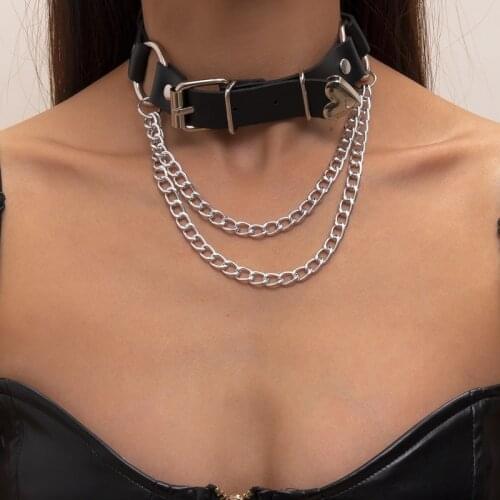 Fashion Woman Necklace Goth Harajuku Choker Necklaces Trend PU Leather Short Jewelry Accessories Punk Sexy Womens Neck Chain