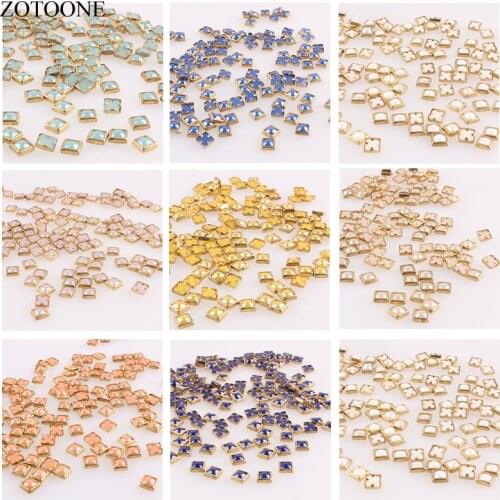 ZOTOONE 100pcs 4*4mm DMC Rhinestones Square Diamonds Crystals for Decoration Square Diamond Stones Rhinestones for Embroidery D