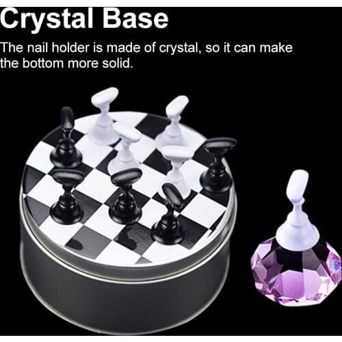 1set Professional Magnetic Crystal Base Chess Board Gift Home Salon Nail Art Tips Holder Multifunction Practice Display Stand