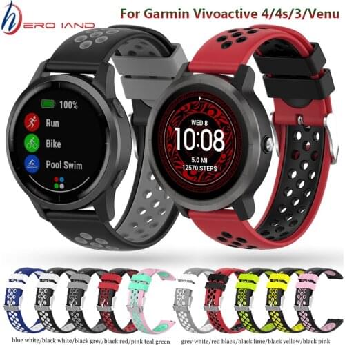 18 20 22mm Silicone Watch Band For Garmin Vivoactive 4S Vivoactive3 4 Bracelet For Forerunner245/245M 645 Venu Wrist Strap