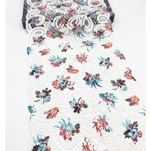 3y/lot Width 8 7/8 inch (22.50cm) Printed Spring Stretch Lace Trim White Sewing Craft DIY Apparel Fabric Lace Garment Accessory