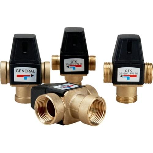 3 Way Thermostatic Mixer Valve DN20/25 Female/Male Thread Brass Thermostatic For Solar Water Heater Bathroom Accessory