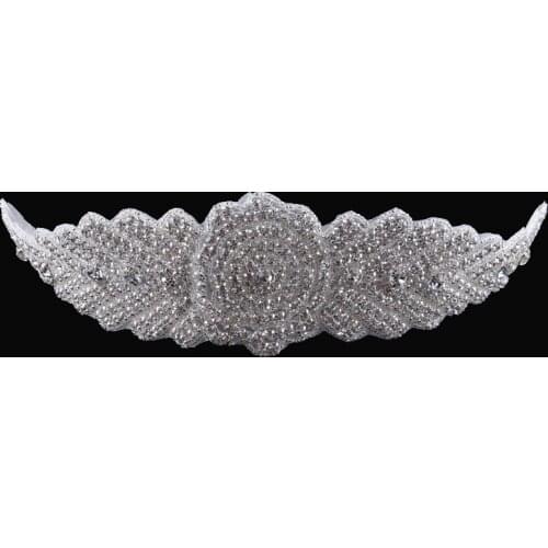 5pcs/lot)Sewing On Flower Crystal Diamond Rhinestone Appliques Patch Hot Fix Beaded Trim For Girl Wedding Dress Bridal Shoes