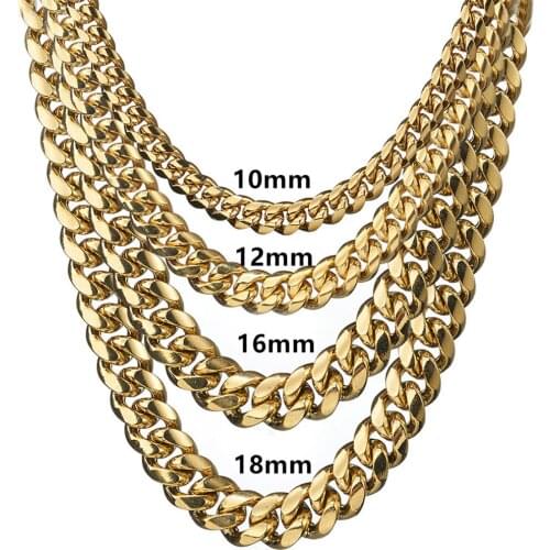8/10/12/14/16/18mm 2018 News Arrival Stainless Steel Miami Curb Cuban Chain Necklaces Casting Dragon Lock Clasp Mens jewelry