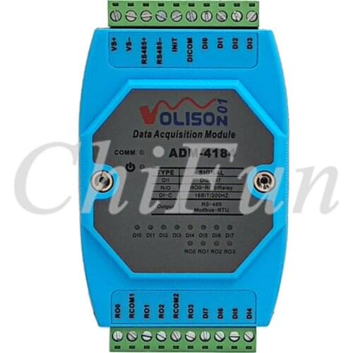ADM-4184 8-way switch data acquisition, di / do, 4-way relay output control module, MODBUS RS485 communication