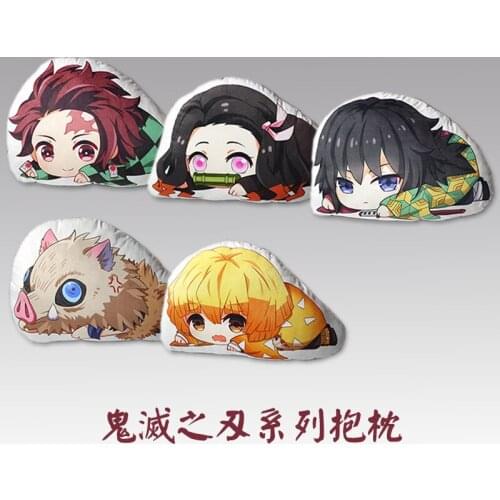Anime Demon Slayer Kamado Tanjirou Nezuko Agatsuma Zenitsu Cosplay Short Plush Doll Throw Pillow Stuffed Cushion Home Decor Toy
