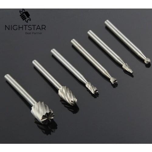 Binoax 6pcs Set HSS Dremel Routing Wood Rotary Milling Rotary File Cutter Woodworking Carving Carved Knife Cutter Tools