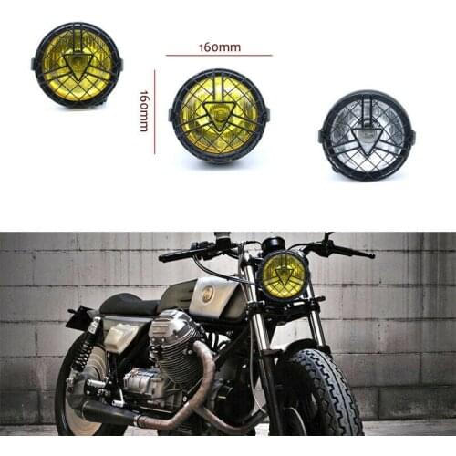 Side Mount Metal Grill Arrow style Mask Cover Clear Headlight Retro Cafe Racer