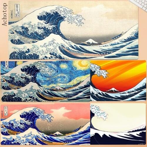 Great Wave Off Art Large Size Mouse Pad Computer Japanese Mount Fuji Koi Gaming Mousepad Gamer Desk Mat Locking Edge for CS GO