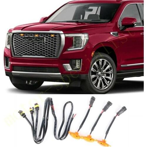 For GMC Yukon XL 2021 LED Car Front bumper Grille LED Amber Light Raptor Style Light Kit Decor W/ Wire Speed