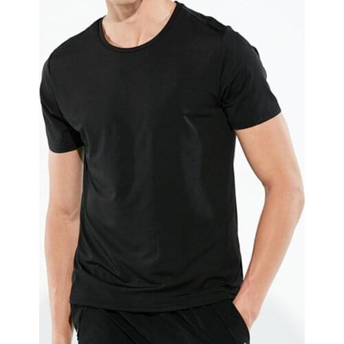 New Men Summer T Shirt Short-sleeve Breathable Shirts Quick-drying Ice Silk T-shirt Solid Color Loose O-neck Men Clothes